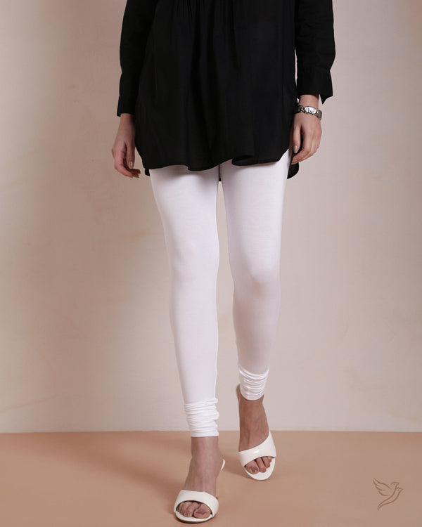 Viscose Churidar Legging - White Plus