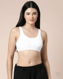 Solid Sports Bra - Pearl White