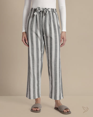 Knotted Striped Palazzo - Grey Fog