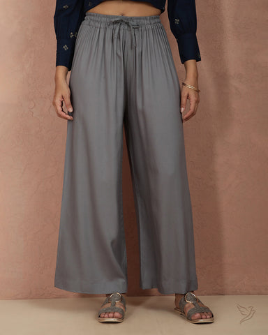 Solid Wide Leg Palazzo - Anthrazite Grey
