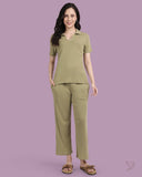 Textured Pant Co-ord Set - Matcha