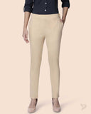Solid Cotton Straight Pant - Sugar Cookie