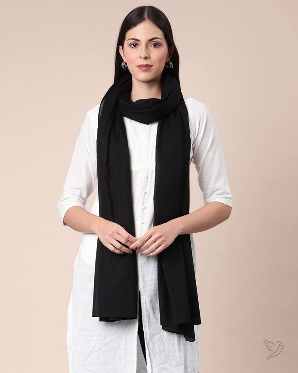 Women Cotton Shawl - Carbon Black