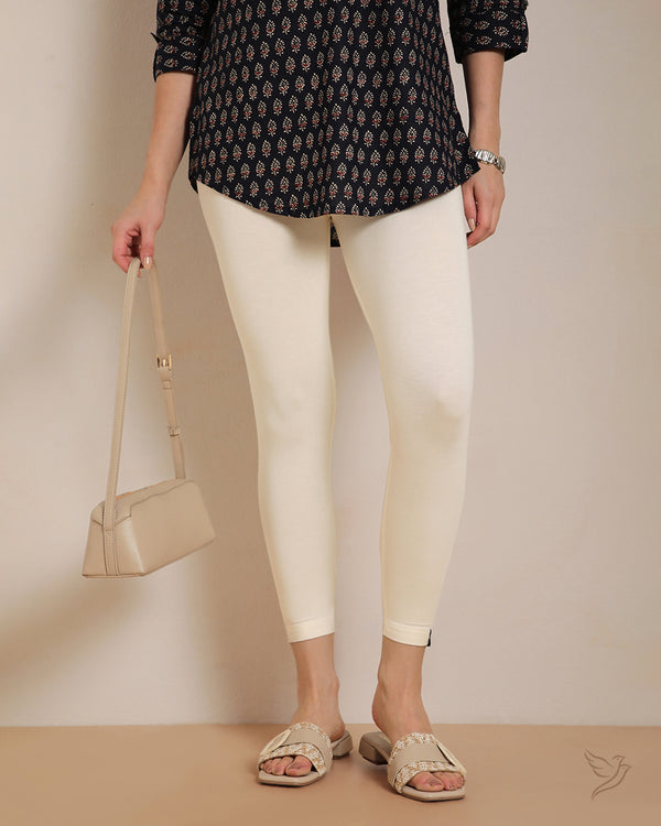 Viscose 7/8 High Ankle/Cropped Leggings - Vanilla