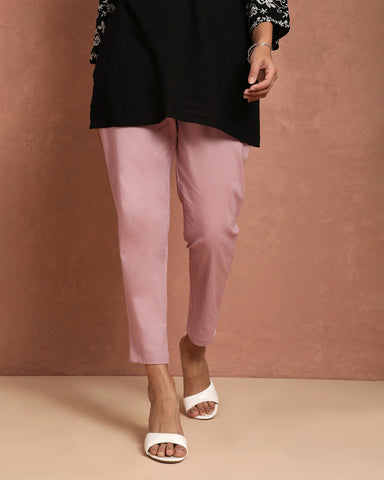 Cotton Stretch Straight Pant - Rose Dust
