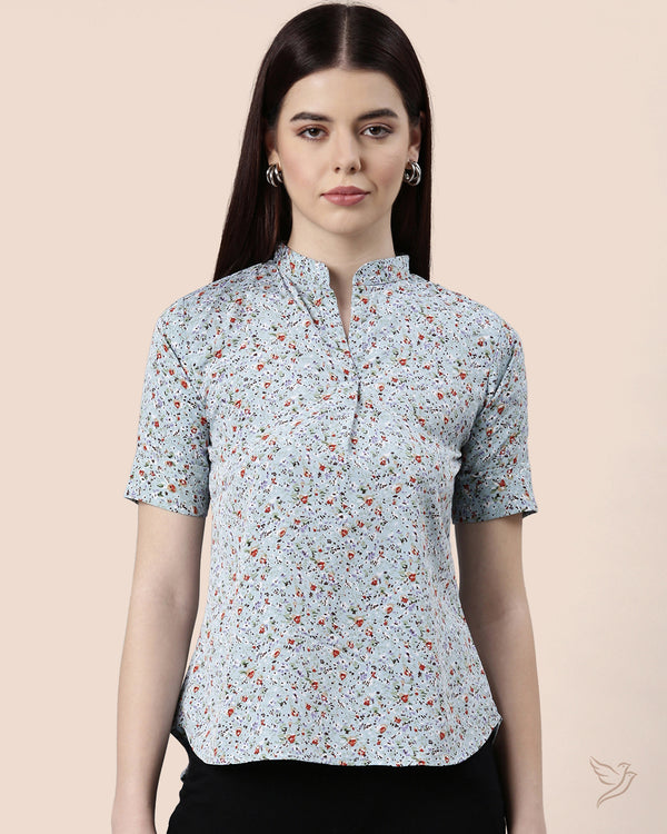 Women Placket Poly Top