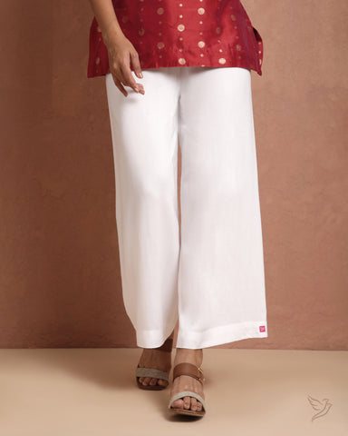 Solid Wide Leg Palazzo - Pearl White