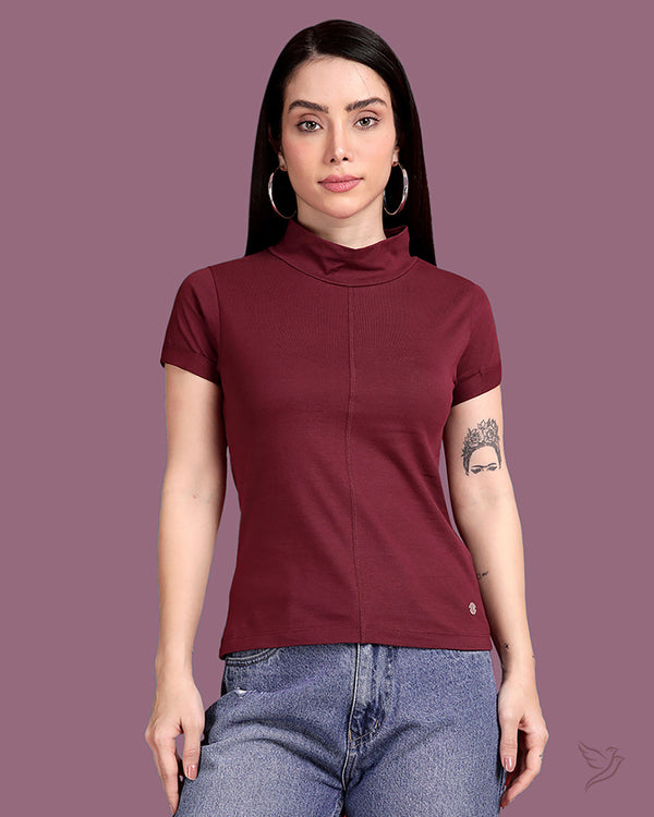 High Neck - Work Casuals Top - Purple