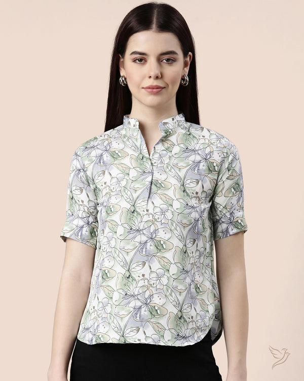 Women Placket Poly Top