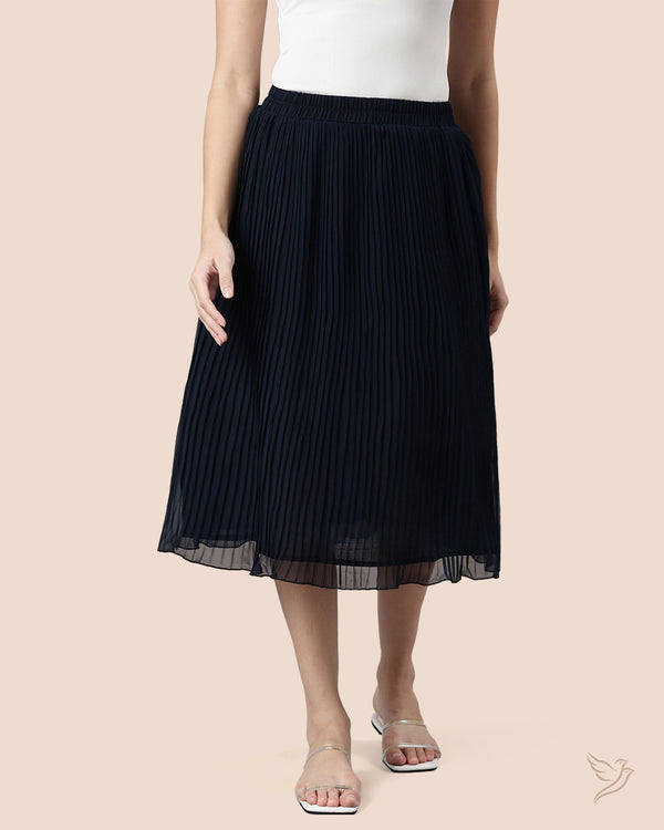 Pleated Skirt - Navy