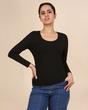 Scoop Neck FullSleeve Tee - BlackPlus