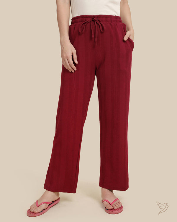 Textured Night Pant - Merlot