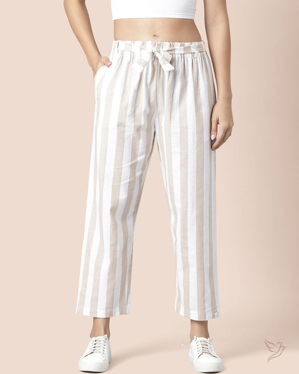 Knotted Striped Palazzo - Cream Knots