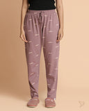 Heart printed Night Pants - Grape Shake