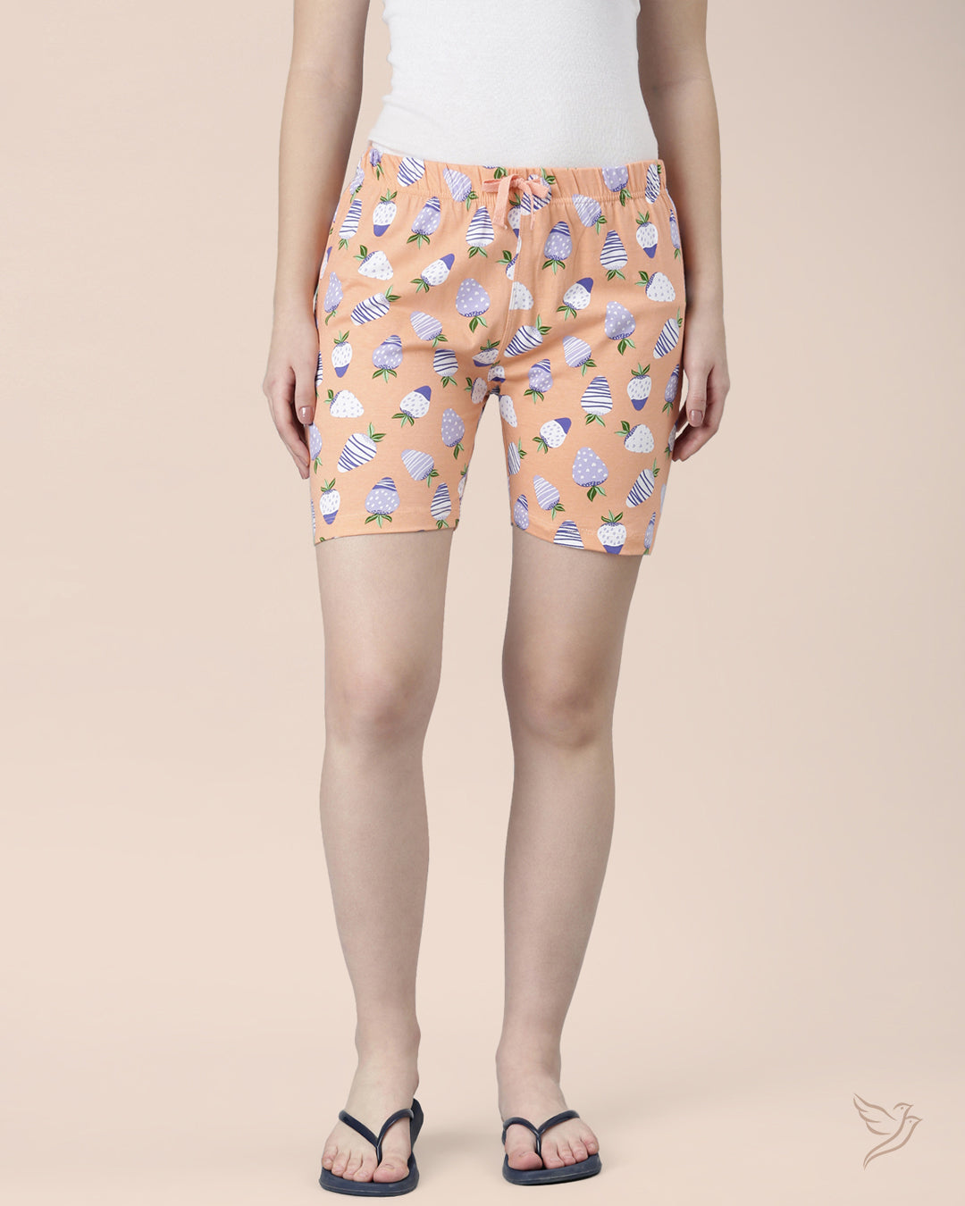 Orange Printed Loungewear Short for College girls