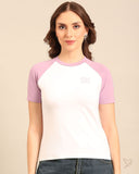 Raglan Short Sleeve Tee - White/Pastel Purple