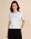 Embroidered Rib Tee - Ice Blue