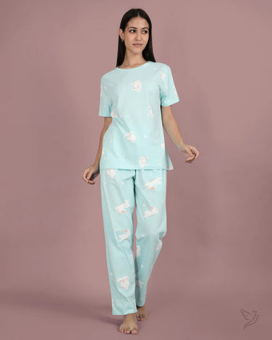 Rabbit Printed Co-ord Set - Plume