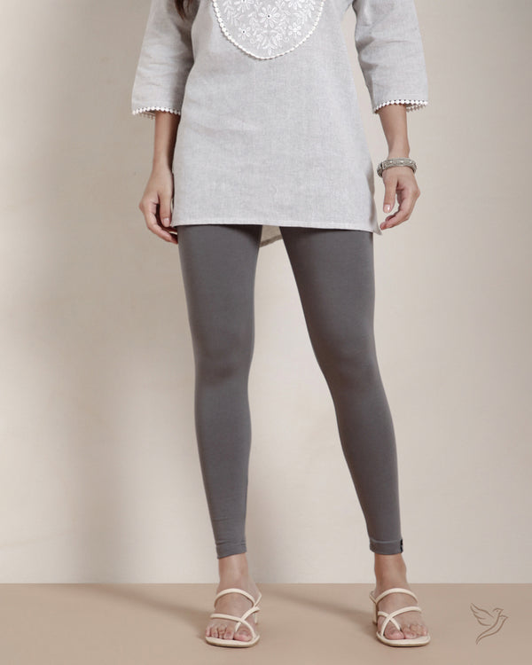 Cotton Ankle Legging - Anthrazite Grey