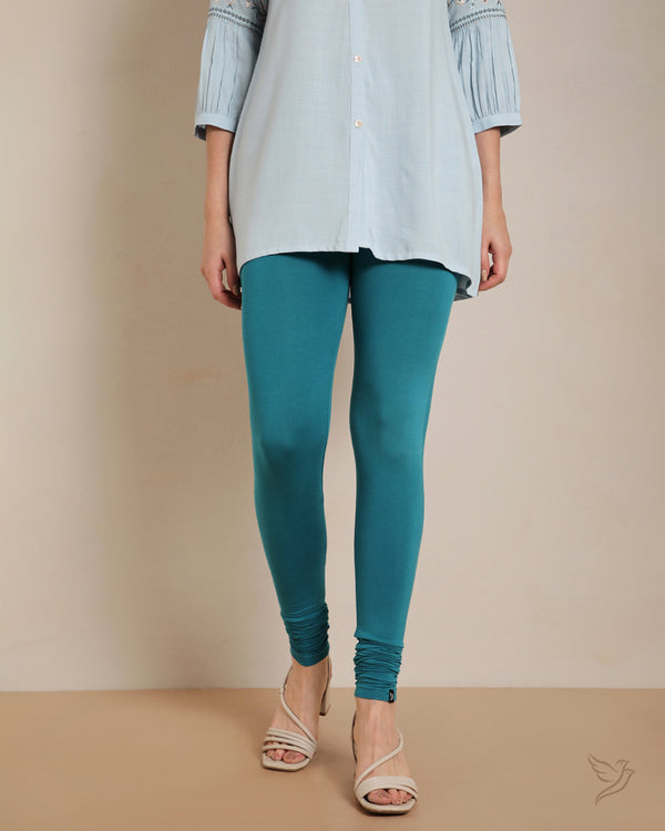Viscose Churidar Legging - Pagoda Blue