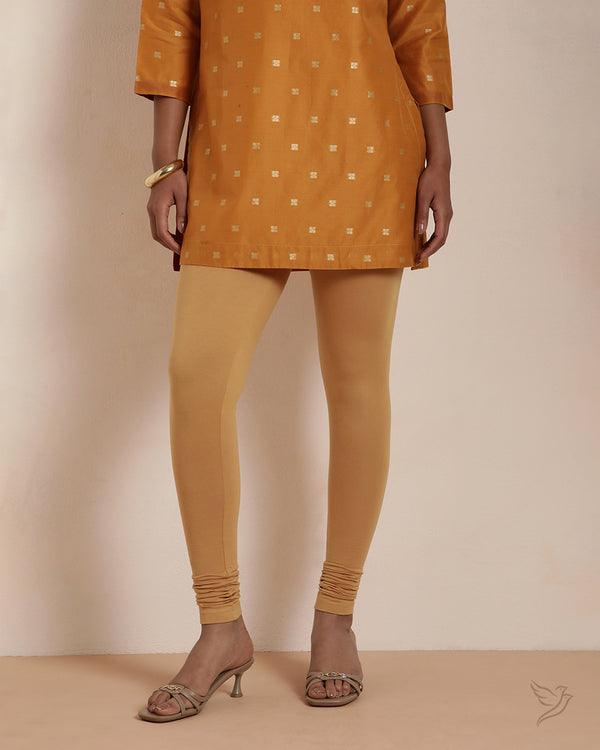 Cotton Churidar Legging - Caramel Custard