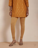 Cotton Churidar Legging - Caramel Custard