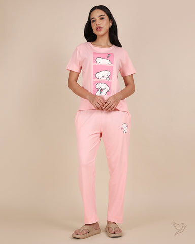 Puppies Printed Collared Co-ord Set Powder Pink