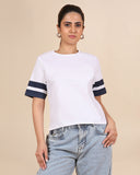 Sleeve Stripe Tee - PearlWhite