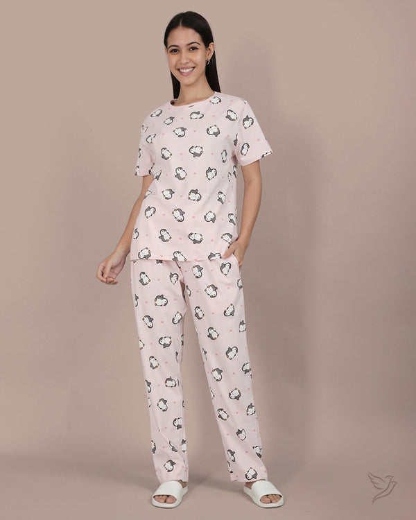 Penguin Printed Co-ord Set - Veiled Rose.