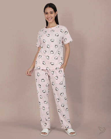 Penguin Printed Co-ord Set - Veiled Rose