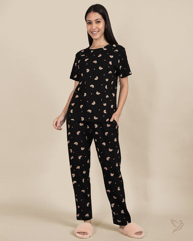 Rainbow Printed Co-ord Set - Jet Black