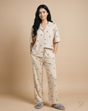 Dolphin Printed Collared Co-ord Set - Bear & Bow Smoke gray