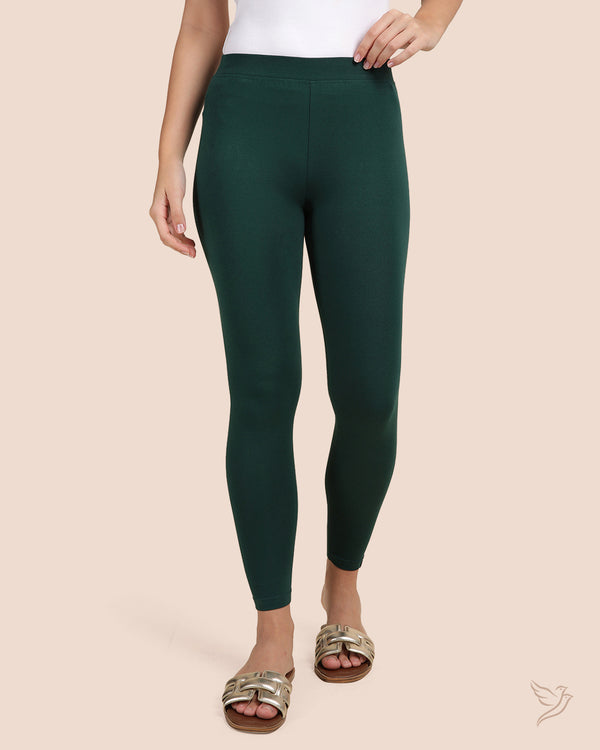 Cotton Ankle Legging - Green