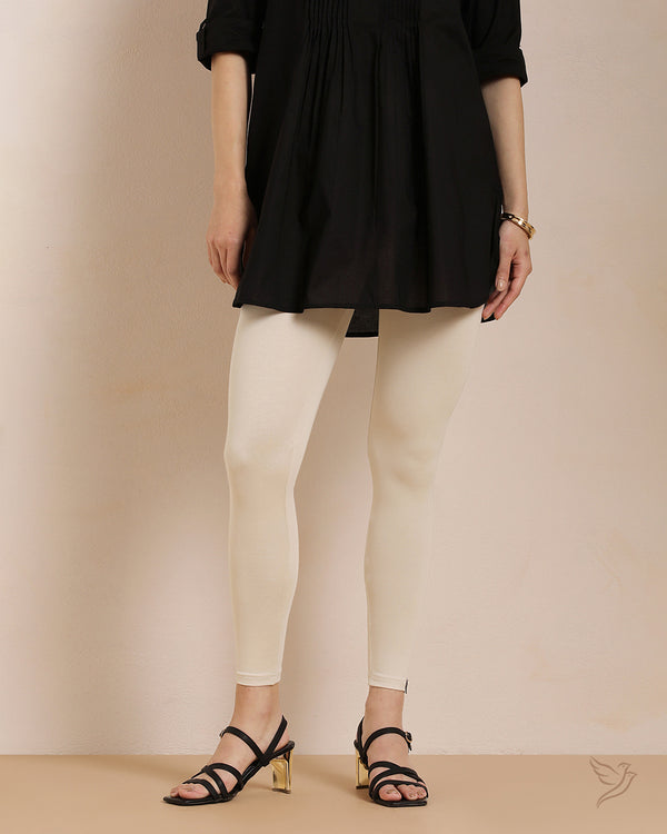 Cotton Ankle Legging - Ivory Snow