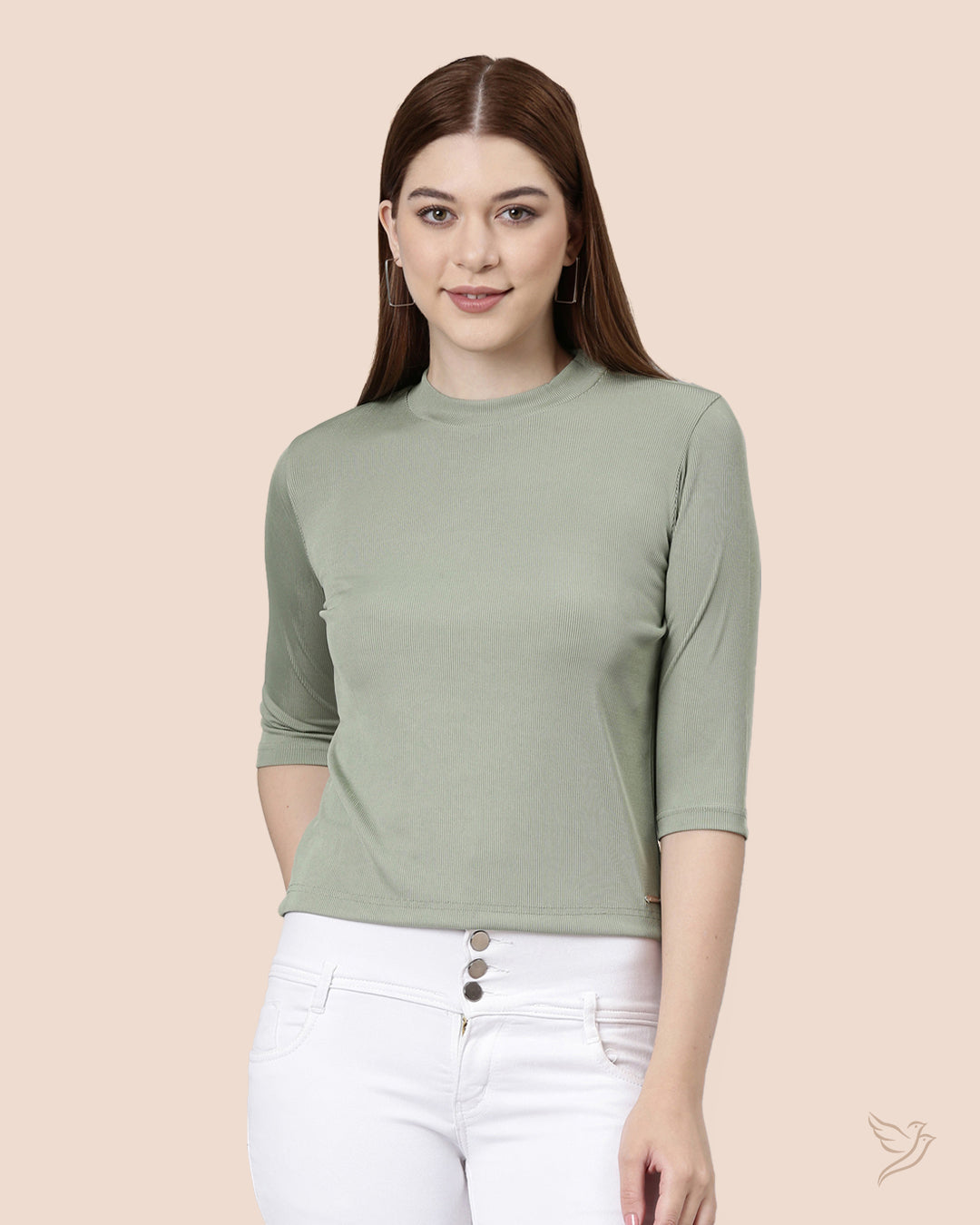 Pista Green Women High Neck Top 