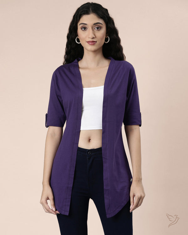 Women Shrug High Low - Purple