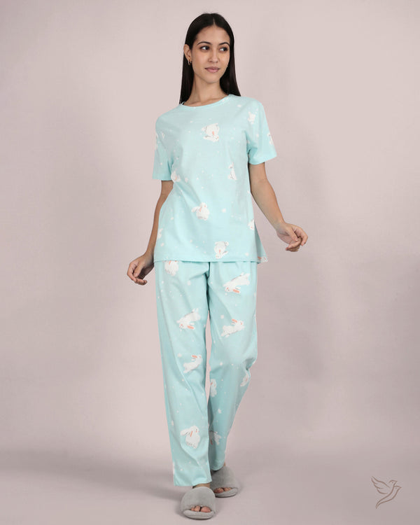 Rabbit Printed Co-ord Set - Plume.