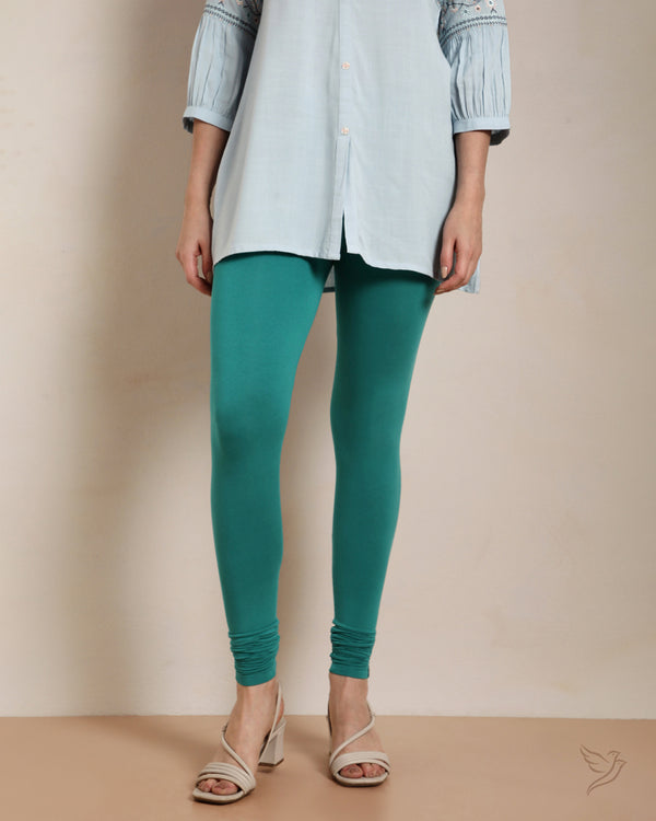 Viscose Churidar Legging - Lapis Green
