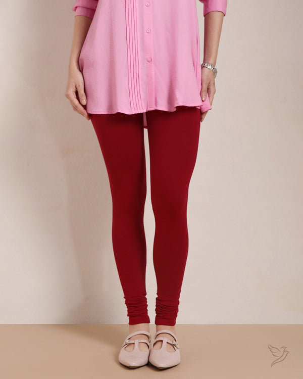 Cotton Churidar Legging - La Burgandy