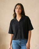 Oversized Texture Shirt - Black