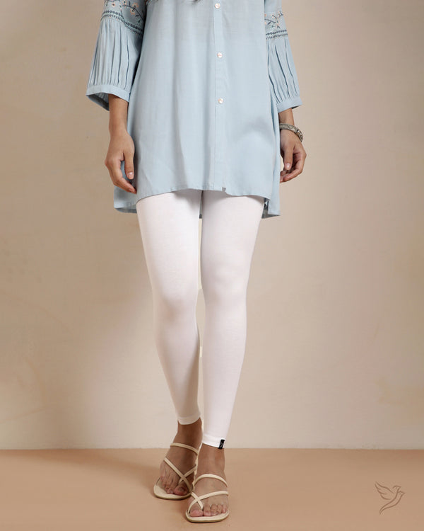Viscose Ankle Legging - White Plus