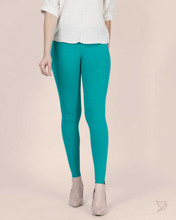 Lapis Green Women Viscose Ankle Legging