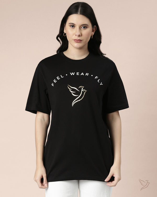 Women Oversize Long Tee - Carbon Black