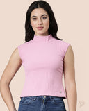 Sleeveless Ribbed Tee - Pale Pink
