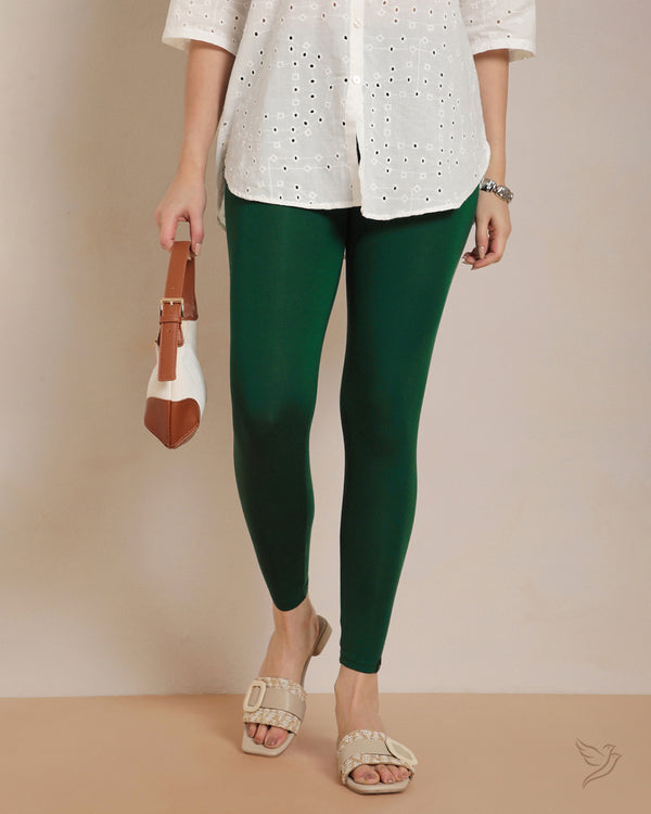 Viscose 7/8 High Ankle/Cropped Leggings - Green