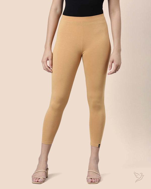 Honey Mustard Women Viscose 7/8 High Ankle/Cropped Leggings