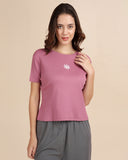 Embroidered Rib Tee - Wild Rose