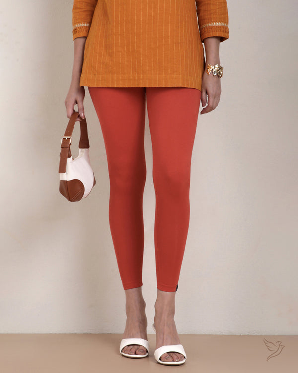 Cotton Ankle Legging - Coral Flame
