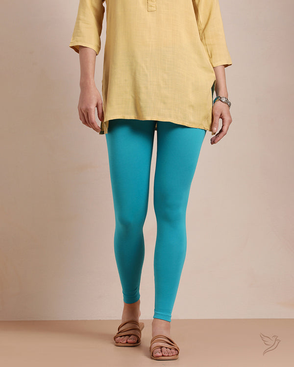 Cotton Ankle Legging - Cyan Cyan