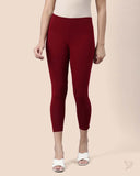 Viscose 7/8 High Ankle/Cropped Leggings - Cherry Berry